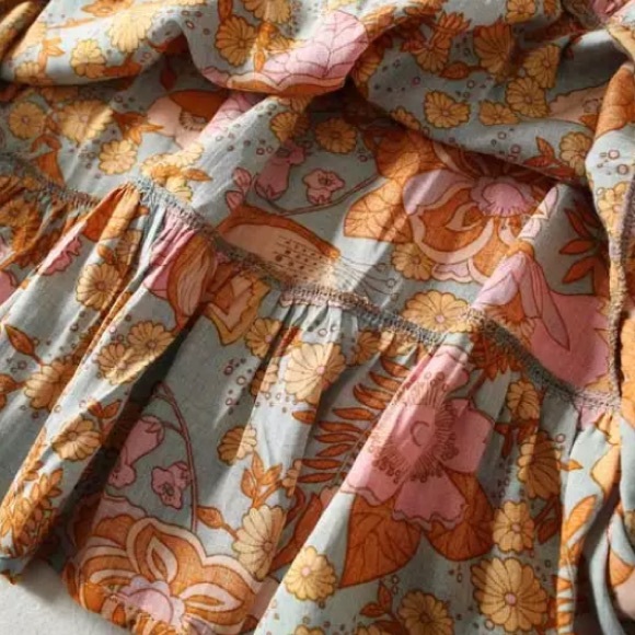 SOLD OUT Boho Orange Gypsy Retro Floral Babydoll Dress - Picture 5 of 5